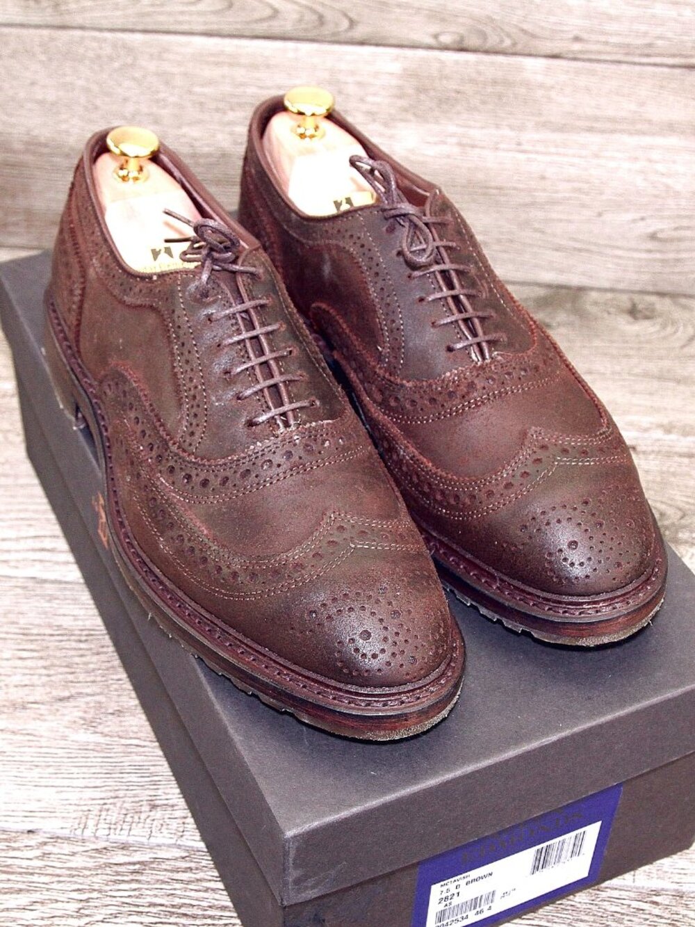 * NIB * $395 Allen Edmonds MCTAVISH 7.5 D Brown Waxed * add $15 new Trees